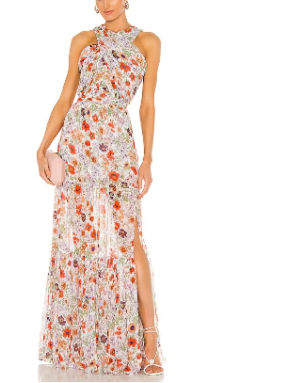 Veronica Beard Florencia Floral Silk Chiffon Plisse Maxi Dress Sz 8